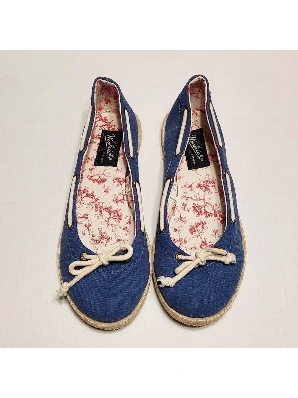 Woolrich Leeward Canvas Espadrille Flat Shoes Blue Size 8